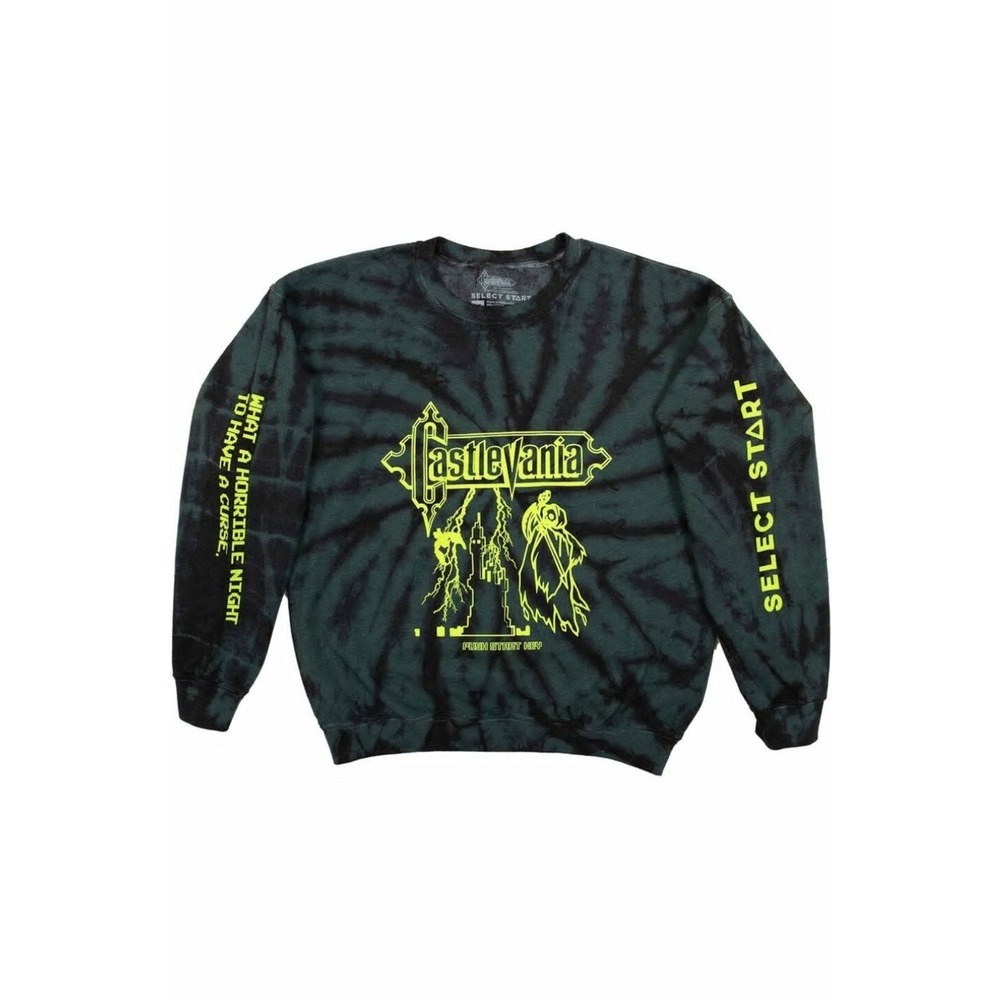 Select‎ Start Castlevania Retro Vampire Killer Simon Belmont Video Game Crewneck